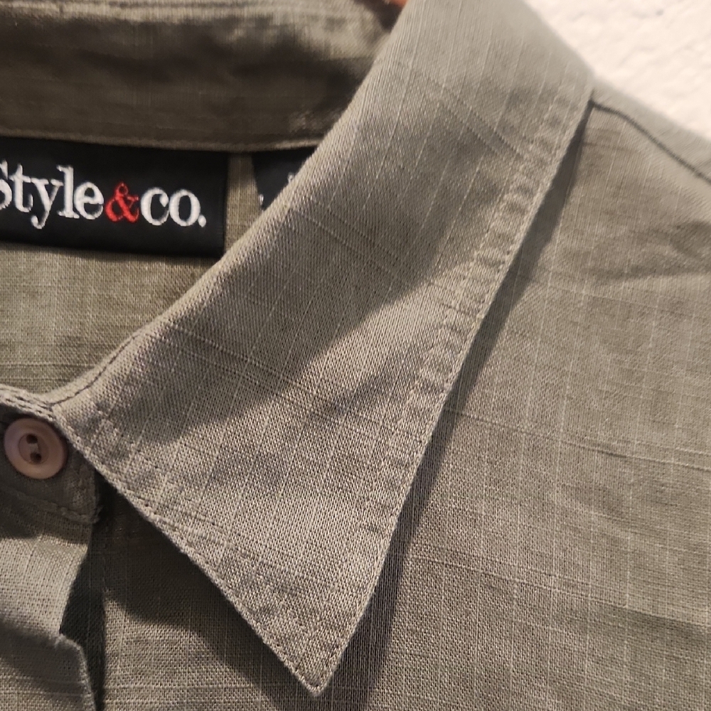 Style & Co. Green Casual Button Down Shirt